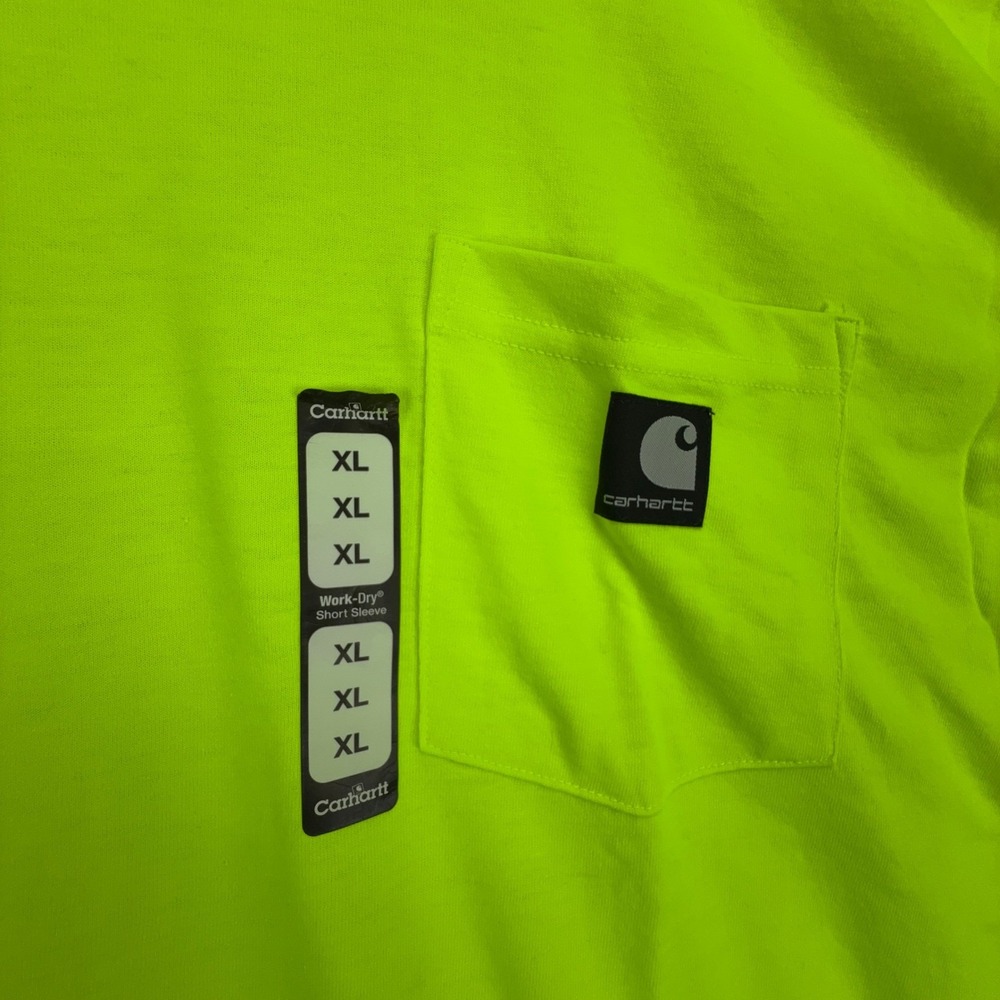 Carhartt Work Dry Short Sleeve Pocket T Men XL K212 BLM Bright Lime NWT Hi-Vis - Picture 7 of 10